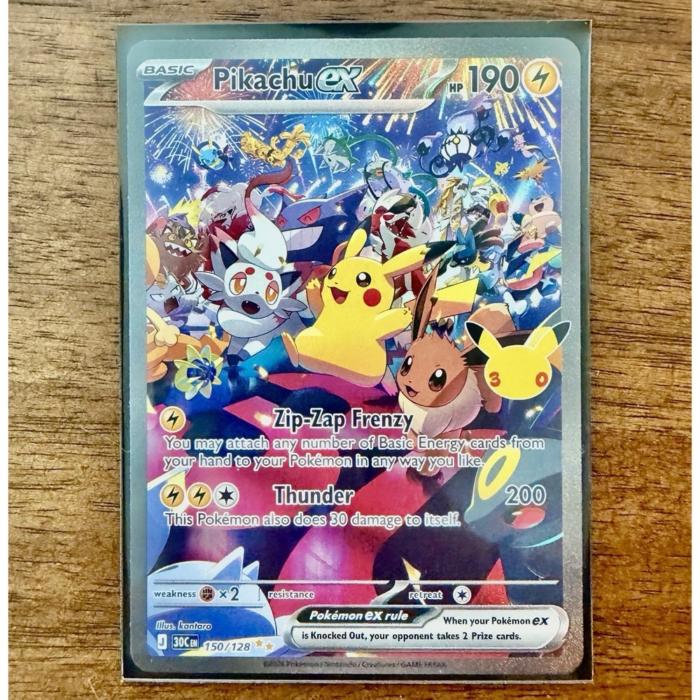Pikachu ex 150/128 Me: 30th Celebration Holo Pokémon TCG Mint Unplayed